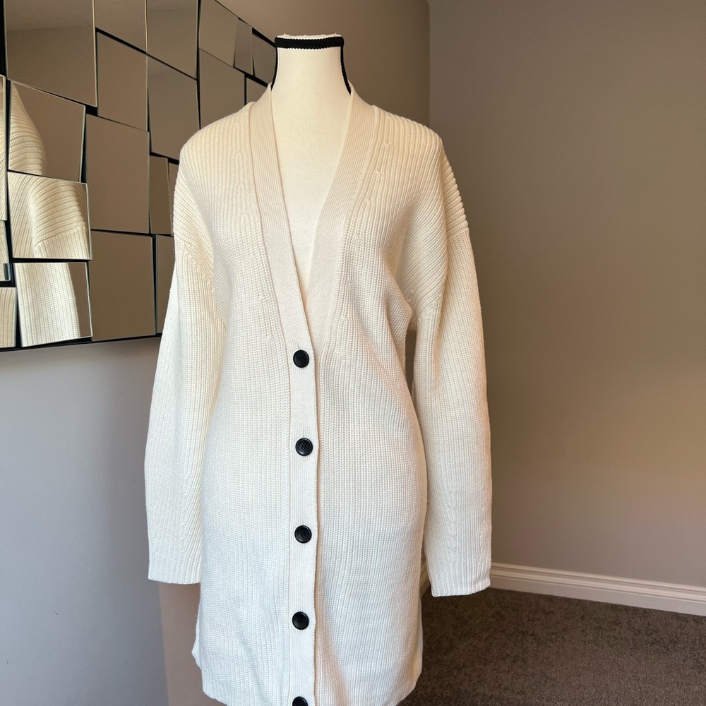 NWT Women's Cream Button-Front Knit Cardigan Sweater